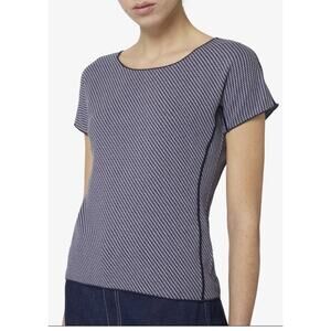 EMPORIO ARMANI Geometric Dolman Sleeve Jersey Knit Top Tee Tonal Blue Sz S NWT